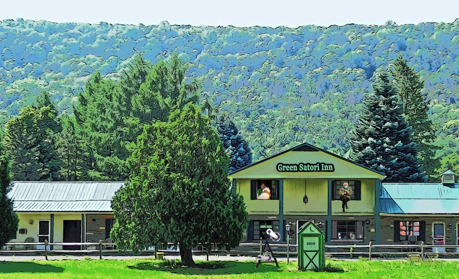 Green Satori Inn beneath the wooded slopes of Connecticut Hill